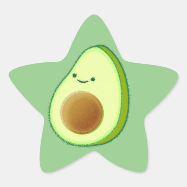 Sticker Étoile Dessin Avocado mignon (Devant)