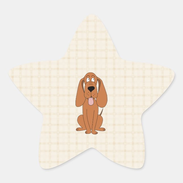 Sticker Étoile Dessin de chien Brown. Hound. (Devant)