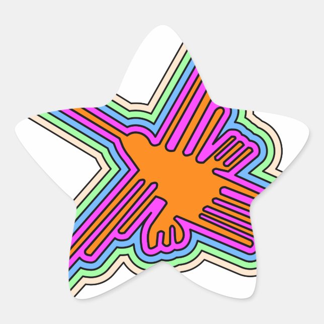 Sticker Étoile Dessin de Nazca Hummingbird Pérou (Devant)