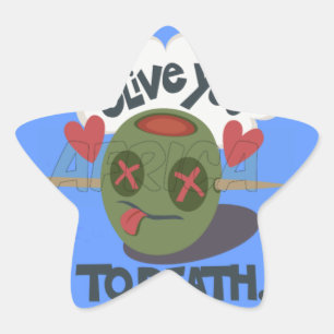 Sticker Étoile Dessin de visage drôle "Olive My Heart" fantaisist