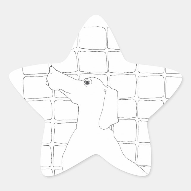 Sticker Étoile Dessin original Chien chinois Année 2018 Bâton 4 (Devant)