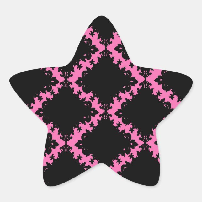 Sticker Étoile diamant noir rose chaud mod damé (Devant)