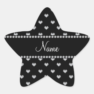Sticker Étoile Diamants noirs nommés personnalisés de coeur