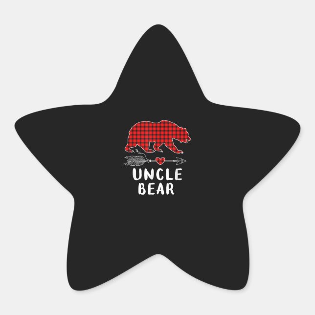 Sticker Étoile Don à l'ours oncle | Bear Lover Red Thèmes Cadeaux (Devant)