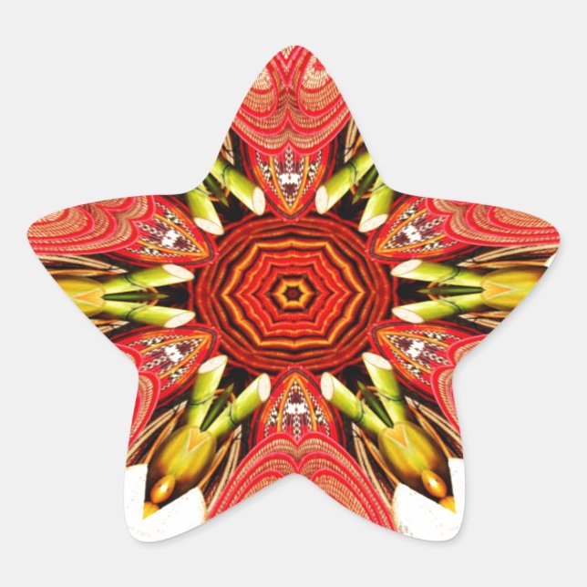 Sticker Étoile Doodle Floral Art Imprimer (Devant)