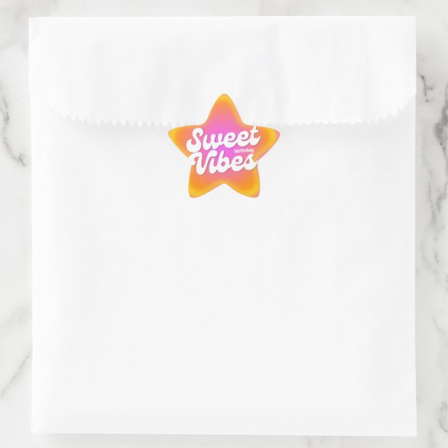 Sticker Étoile Douces Vibrations d'Anniversaire | Sceaux Rétro Or (Sac)