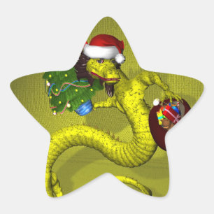 Sticker Étoile Dragon Jaune