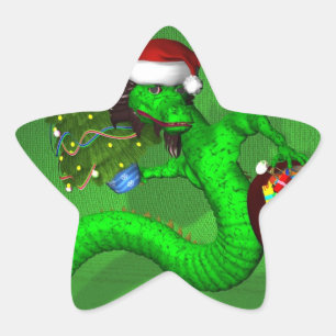 Sticker Étoile Dragon Vert