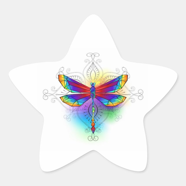 Sticker Étoile Dragonfly en arc-en-ciel (Devant)