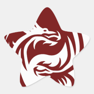 Sticker Étoile Dragons tribaux Yin Yang (personnalisable)