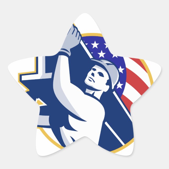 Sticker Étoile Drapeau américain de la poutre en acier de constru (Devant)