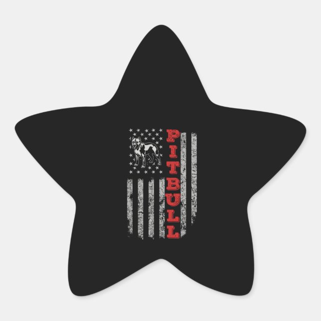 Sticker Étoile Drapeau américain de Pitbull (Devant)