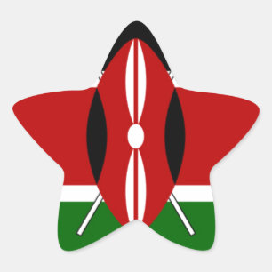 Sticker Étoile Drapeau du Kenya : avec cadre de drapeau miniature