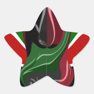 Sticker Étoile Drapeau kenyan tourbillonnant : un motif d'art mod
