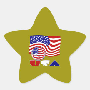 Sticker Étoile Drapeau USA Ballon de Football Fond Doré