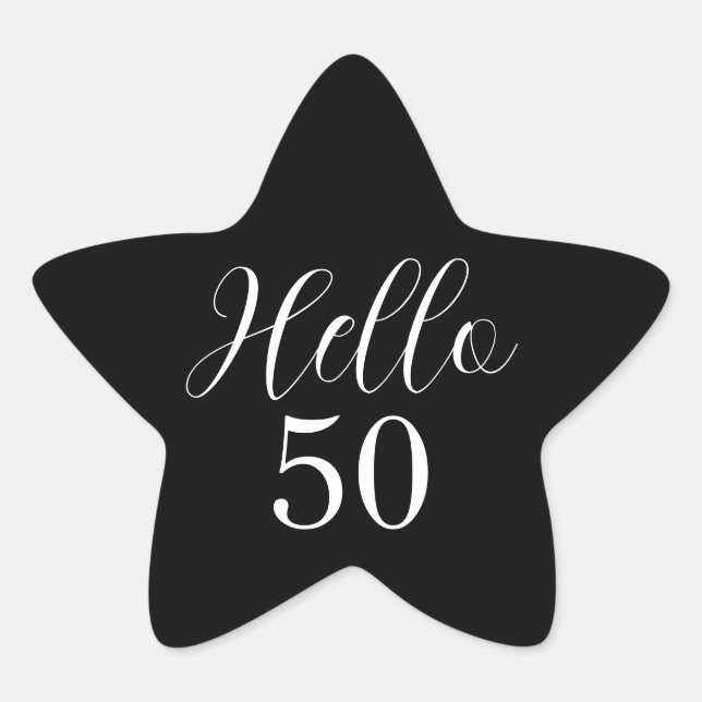 Sticker Étoile Elegant 50th Birthday Black White (Devant)