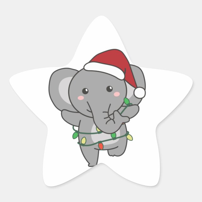 Sticker Étoile Eléphant Noël Animaux d'hiver Eléphants Star S (Devant)