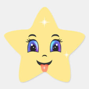 Sticker Étoile Emoji visage jaune heureux mignon