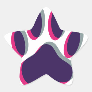 Sticker Étoile Empreinte de patte de chien hors de l'attention