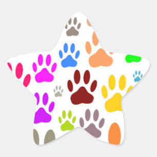 Sticker Étoile Empreintes de pattes de chiens partout
