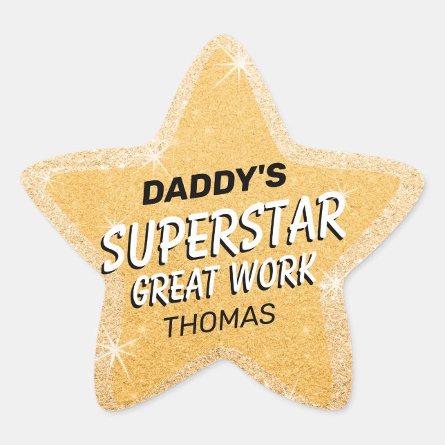 Sticker Étoile Enfants amusants à l'école à la maison Gold (Devant)