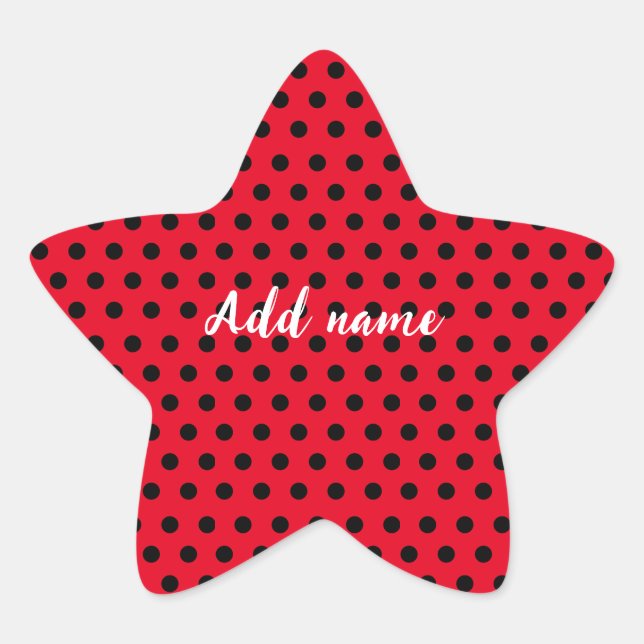 Sticker Étoile Enfants mignons Red Ladybug Polka dot party Motif (Devant)