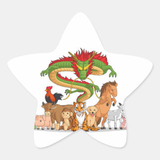 Sticker Étoile Ensemble, les 12 animaux chinois Zodiac