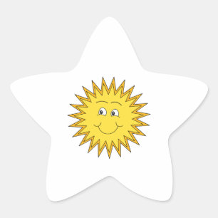 Sticker Étoile Été jaune Sun avec un visage heureux