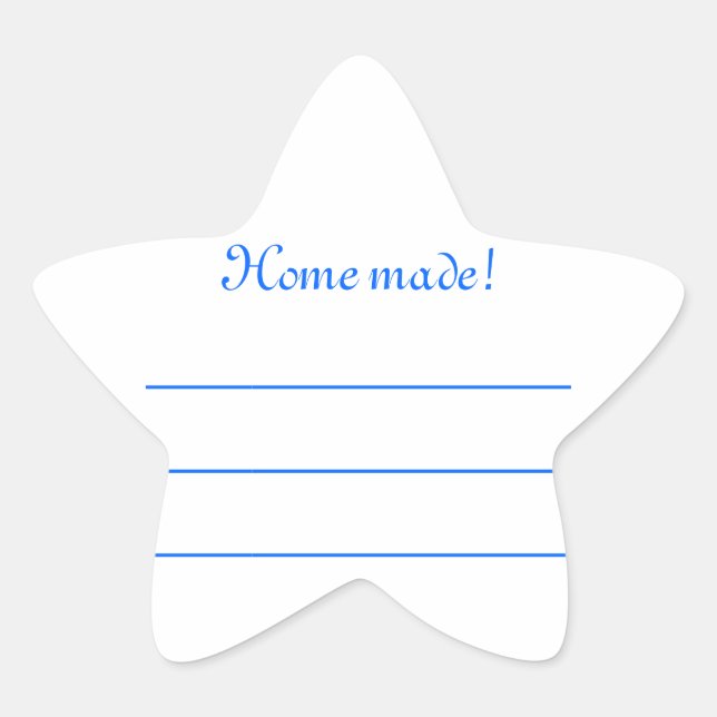 Sticker Étoile Etiquette confiture bleu "Home made" (Devant)