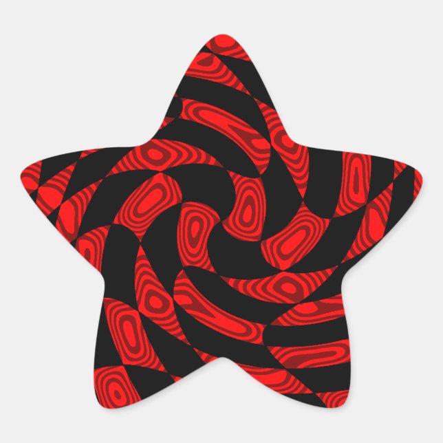 Sticker Étoile étoile abstraite cool rouge et noire (Devant)
