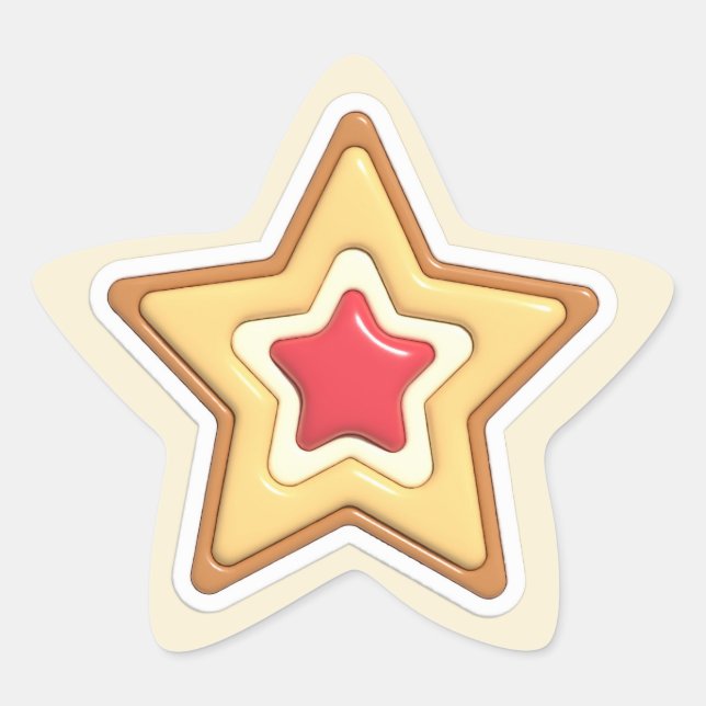 Sticker Étoile Étoile de Noël en forme de cookie 3D (Devant)