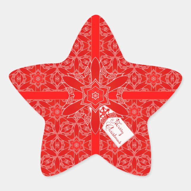 Sticker Étoile Étoile de Noël Festive Red Lace (Devant)