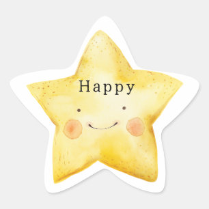 Sticker Étoile Étoile jaune heureuse