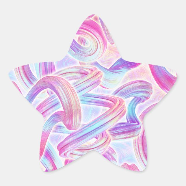 Sticker Étoile eurobeat holorave - rose et bleu : (Devant)