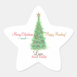 Sticker Étoile Ex-libris personnalisé pour cadeau de Noël