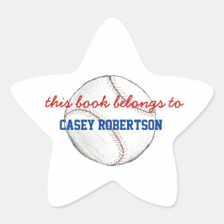 Sticker Étoile Ex-libris personnalisés de baseball pour les enfan