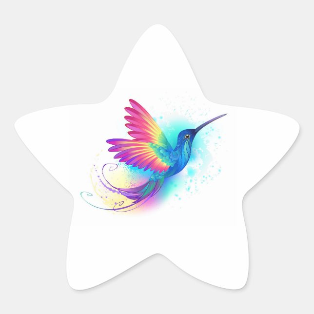 Sticker Étoile Exotic Rainbow Hummingbird (Devant)