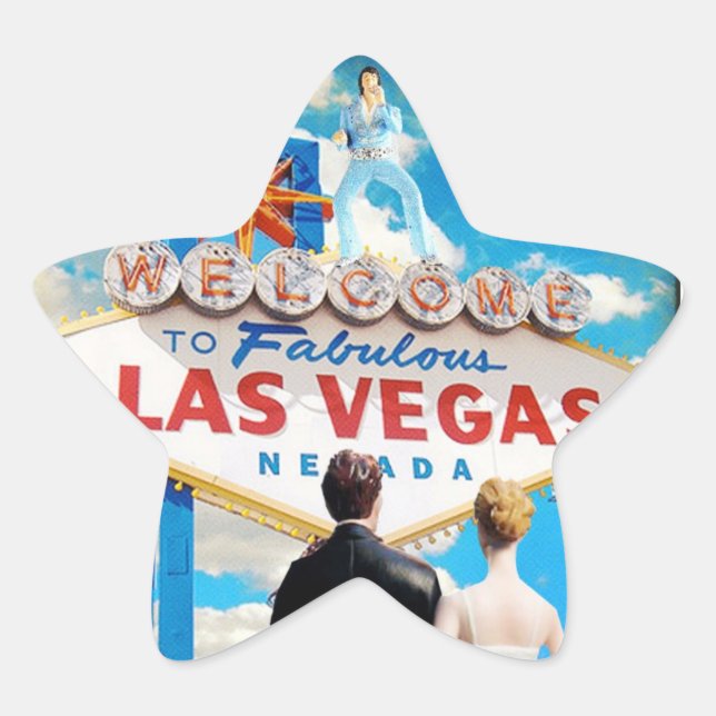 Sticker Étoile Faire-part de mariage Las Vegas (Devant)