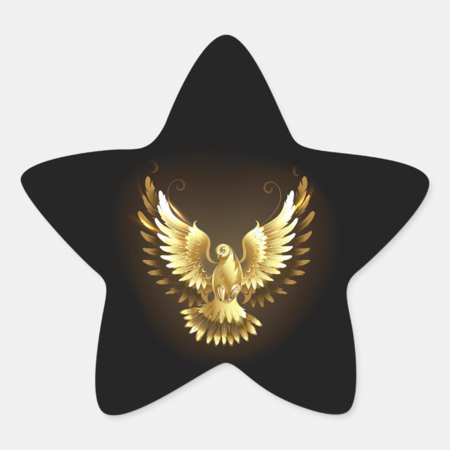 Sticker Étoile Faux Gold Foil Peace Dove en noir (Devant)