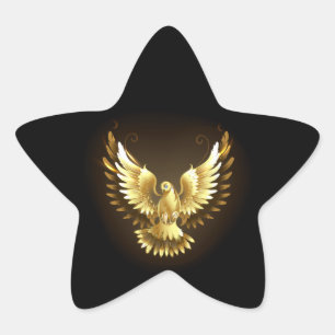 Sticker Étoile Faux Gold Foil Peace Dove en noir