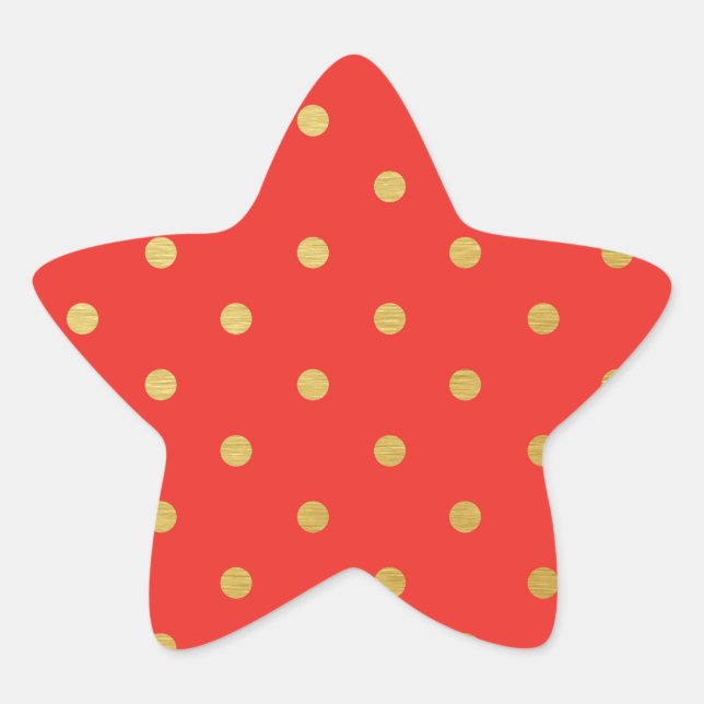 Sticker Étoile Faux Gold Pois Red Metallic (Devant)