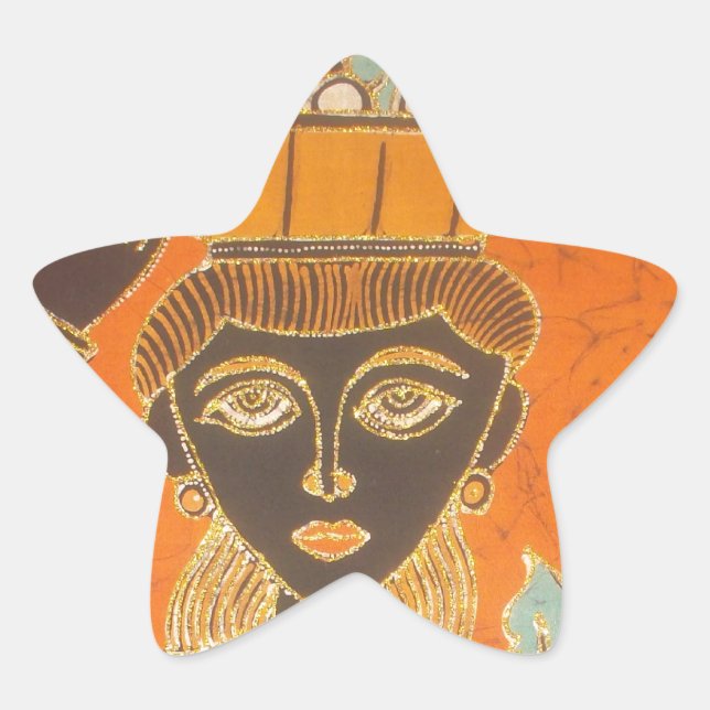 Sticker Étoile Femme africaine portant panier d'art (Devant)