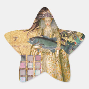 Sticker Étoile Femme Poisson Vintage Gothique Classique