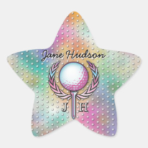 Sticker Étoile Femmes Golfeur Personnalisé Conception Monogramme