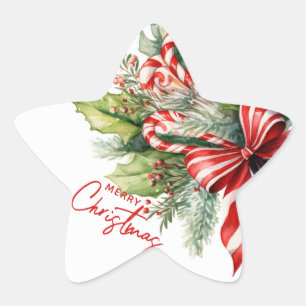 Sticker Étoile Festive Sucres de canne sucrés Joyeux Noël