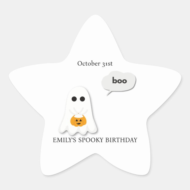 Sticker Étoile Fête d'anniversaire d'Halloween | Conception minim (Devant)