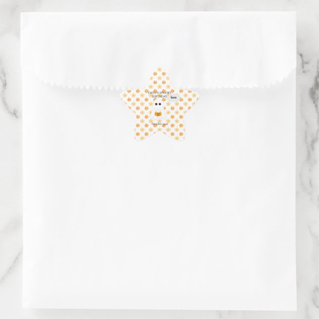 Sticker Étoile Fête d'anniversaire Halloween | Design de fantôme  (Sac)