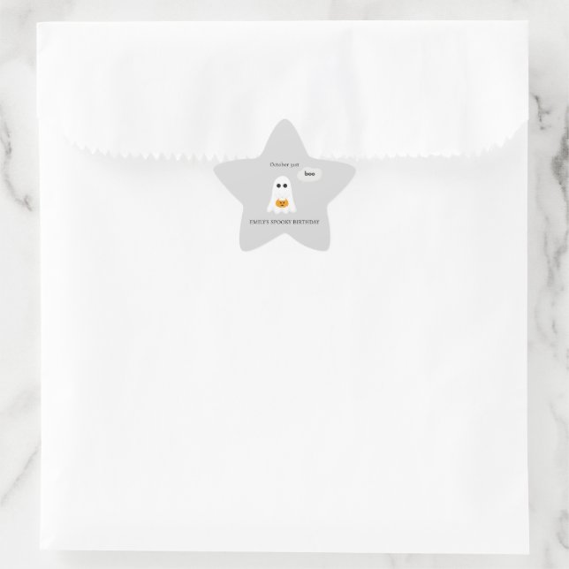 Sticker Étoile Fête d'anniversaire Halloween | Design de fantôme  (Sac)