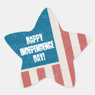 Sticker Étoile Fête de l'Indépendance du drapeau de Grunge dor