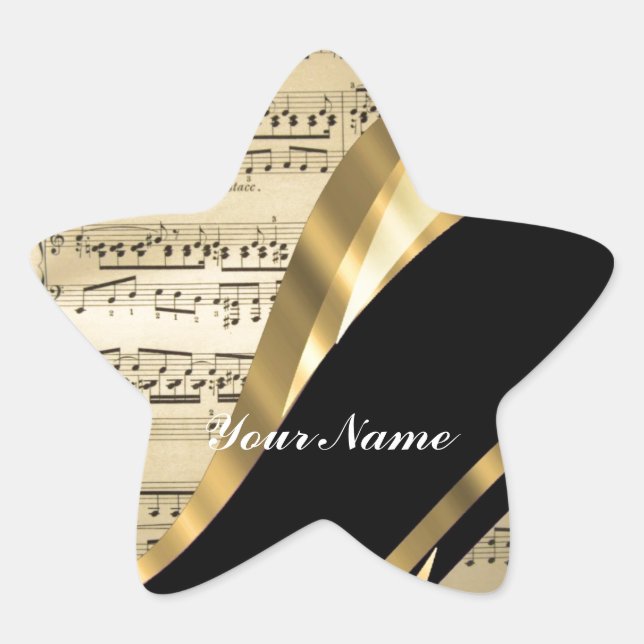Sticker Étoile Feuille de musique élégante (Devant)